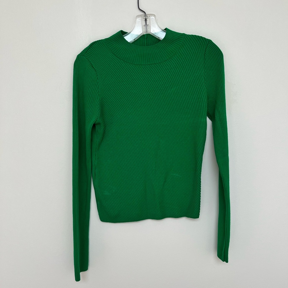 Mango Green Fitted Ribbed Hoodie